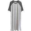 yuwqqoajv Camicia da notte da uomo Raglan Sleepwear Abito da pigiama a maniche corte Camicia da notte con scollo tondo a colore, Grigio scuro/grigio chiaro, 5XL