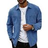 seiveini Camicia da Uomo in Velluto Maniche Lunghe Giacca Camicie Button-Down con Tasche Autunno Inverno A Blu S