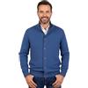 Marenza Giacca Uomo Misto Cashmere Cardigan Bottoni Made in Italy Maglione Seta Pullover Manica lunga Lana Merino Cachemire Maglioncino Beige Blu Grigio Maglia Regalo Abbigliamento Inverno (XXL, Jeans)