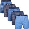 ROYALZ Boxer Larghi Uomo Cotone 100% 5 Pack - Boxer Americani Uomo Comodi - Mutande Uomo Larghe con Motivo a Quadri Blu