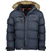 Geographical Norway - Piumino trapuntato da Uomo Modello Bonap con Cappuccio staccabile Chiusura con cerniera e patta di bottoni sul centro del lato anteriore Marine XL