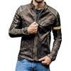 VEMOW Giacca di Pelle Biker Vintage Cafe Racer - Design distrutta retrò, Giacca Moto Uomo, Ideale per Casual e all'aperto