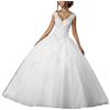 Vantexi Abito da donna con scollo a V Quinceanera con pizzo abiti da sera lunghi abiti da sposa eleganti