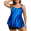 Hanna Nikole Tankini da donna taglie forti, costume da bagno in 2 pezzi, con volant e pantaloncini da bagno, Marmo blu., 14A Plus