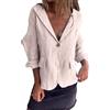 shownicer Donna Solido Open Front Manica Lunga Tuta Blazer Button Lino Capispalla Cappotto Lungo Donne in Cotone e Lino Cappotti Outwear Casual Blazer A Beige XS