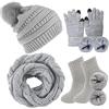 CheChury Cappelli Invernali Sciarpa Donna Invernale Berretto a Maglia con Sciarpa Beanie Collo della Ciarpa Guanti Touch Screen all'aperto Jogging Sci, 4 Pezzi