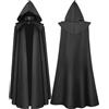 Generisch Cappotto lungo gotico trench da uomo, mantello con cappuccio, stile stregone, costume da diavolo rinascimentale maxi medievale, mantello rinascimentale con cappuccio per adulti, O nero., 5XL