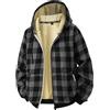 Zanisouta Camicia di flanella da uomo a quadri Giacca in pile con fodera calda Giacca di velluto a coste ispessita Giacca con cappuccio con cerniera Felpa Giacca invernale outdoor con fodera in pile