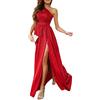 Tomwell Donna Vestito Lungo con Spacco Laterale Vestiti Tinta Unita Scollo a V Profondo Maxi da Sera Banchetto Floreale Abito