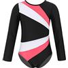 SEAUR - Body da ginnastica da bambina, a maniche lunghe, nero, senza maniche, balletto, yoga, abbigliamento classico, da ginnastica, 5-14 anni