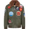 Infinity Leather Giubbotto Bomber da Uomo in Pelle con Collo e Toppe in Pelle di Pecora Stile Top Gun Air Force A2 Flight