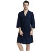 Rojeam Accappatoio Uomo Accappatoio con Tasche Vestaglia Leggera, Blu Marino, S