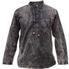 Gheri - Camicia da uomo in canapa e cotone con allacciatura a V e collo a V, XXL