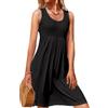Rayson Abiti Donna Estivi Casual Vestiti Maniche Senza Abiti Elegante Mini Abito a Pieghe Vestito Scollo a U Maniche Senza T Shirt Dress Estiva Donna Miniabito(Nero,S)