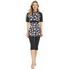 TaissBocco Rash Guard da Donna Costume da Bagno Modesto per Ragazze Manica Corta Bikini Costumi da Bagno da Surf Burkini (K6, XL)
