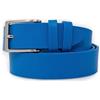 Emila Cintura blu elettrico uomo donna cinta di cuoio artigianale Made in Italy ragazzo semplice sportiva casual per jeans x pantaloni da 3,5 cm 35 mm con fibbia color cobalto 105 Vera Pelle Blu royal