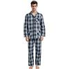 Amaxer Classico Pigiama da Uomo in Due Pezzi,in Cotone,da Notte,a Maniche Lunghe,con Tasche,con Coulisse