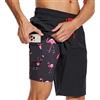 Arcweg Uomo Pantaloncini da Bagno Quick Dry Lunghi con Compressione Foderati Surfing 2 in 1 Pantaloncini da Spiaggia Elasticizzati con Tasche con Cerniera S-XXL