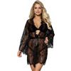 comeondear Lingerie Sexydonna Hot Kimono Sexy Pizzo XS-6XL | Taglie Forti Vestaglia con Perizoma Camicia da Notte Intimo Babydoll Scollo a V Pigiama Trasparente