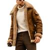 EsukAr Giacca da Aviatore da Uomo in Montone Pelle E Bomber Volante,Marrone,5XL