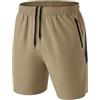 HMIYA Pantaloncini Running Uomo Leggero Sportivi Shorts Asciugatura Veloce Palestra Corsa Calzoncini con Tasca con Cerniera(Cachi,EU-4XL/US-3XL)