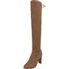 OBiQuzz Stivali sopra il ginocchio, da donna, in pelle scamosciata, per equitazione, con tacco alto, da donna, al ginocchio, antiscivolo, colore nero, taglia 36-43, marrone, 43 EU