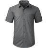 HISDERN Camicia da Uomo Maniche Corte Estiva Camicie Casual Colore Solido Spiaggia Vacanza Camicia con Tasca Regular Fit