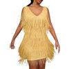 Generic Gatsby - Vestito da donna anni '20, con frange, stile anni '20, con paillettes, scollo a V, con frange, gold, S