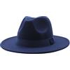 SRTUMEY Cappelli Fedora da donna e uomo, tinta unita, a tesa larga, stile Panama, per donne e uomini, stile jazz, da uomo, blu navy, M