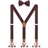 WANYING Set di bretelle e papillon da uomo, 2 WAY TO Wear 6 asole in pelle 3 fermagli Forma a Y 3,5 cm di larghezza bretelle estese per statura 160-200cm