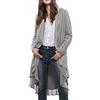 R.Vivimos Autunno Inverno Donne Velluto Ruffle Cappotto Casual Vintage Giacca Lunga Collarless Classico Swallowtail Hem Blazer(XL,Argento)