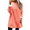 Generico Felpa Donna Foderata in Pile Senza Cappuccio, Pullover Oversize Morbido e Caldo per Inverno, Maglia Casual a Manica Lunga Girocollo Tinta Unita