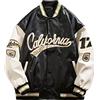 ORANDESIGNE Giacca da Baseball Unisex Varsity Jacket Uomo Ricamo Giubbotto Leggere Casual per Uomo Invernale Autunnale D Nero XL