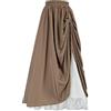 Generic Gonna medievale da donna a doppio strato, in vita elasticizzata, con volant, linea ad A, sottoveste, gonna a strati, per Halloween e carnevale