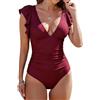 Rayson Costumi da Bagno Interi per Donna Scollo a V Volant Controllo della Pancia Monokini Imbottito Push Up Bikini Ruffles Flounce Costumi da Bagno Due Pezzi