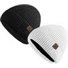 UNNESTAR Berretto invernale da uomo, in pile, per uomo, Keep Warm in Cold Weather Thermal Toboggan Skull Cap Knitted, nero e bianco., Taglia unica