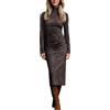 Generisch Abito a maniche lunghe per le donne Sexy Riparazione Cappotto Culo Termico Bodycon Abito Midi Manica Lunga Collo Alto in Pile Stretto Vestito Invernale Donna Autunno Abiti