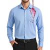 Enlision Camicia Blu Uomo Elegante Manica Lunga Antimacchia Non Stiro Elasticizzata Regular Fit Camicie Celeste Formale in Cotone con Taschino 4XL
