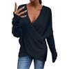 Generic Maglioncino Donna Maglia Pile Donna Runner Cappotto Maglione Lavorato A Maglia A Maniche Lunghe Allentato Incrociato Lungo Tinta Unita Maglione Lana Dark Blue XL