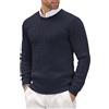 Generisch Maglione a Maglia Uomo Cotone, Pullover Slim Fit Elegante Felpa Motivo a Treccia Cardigan Maniche Lunghe Girocollo Felpe Leggera Comoda Felpa Tempo Libero Versatile Giacca Felpa, Blu marino