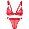 AIEOE Set reggiseno e slip da uomo Crossdresser sexy Lingerie Set trasparente Sissy Abbigliamento con anello, Colore: rosso, XXL
