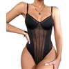 KBRPEY Body Donna senza Maniche Bodysuit Modellante Contenitivo Spalline Outfit Estivi Intimo Body Elegante Trasparente con Inserti in Mesh Silhouette Snellente