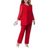 shownicer Completo Donna Elegante Tailleur in Chiffon 2 Pezzi Set Completi di Pantaloni da Cerimonia Due Pezzi Set Taglia Grande Abbigliamento per Business e Matrimoni