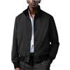 Caxndycing Giacca bomber da uomo in stile collegiale, con colletto alto, leggero, sportivo, per il tempo libero, vestibilità normale, senza cappuccio, giacca da aviatore, sottile, Nero , L