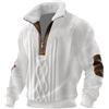 Generic Pullover da uomo con zip a un quarto felpa da uomo autunno/inverno pesante caldo pile pullover leggero comodo casual pullover alla moda versatile felpa taglie forti maglione tinta unita, bianco