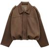 Generico Giacca Moto Donna Bomber Softshell In Finta Pelle Giacche Streetwear Casual Colletto In Pelle Scamosciata Giubbotto Moto Camoscio Maniche Lunghe Moda Cappotto Con Cerniera Leggera Caldo Giacca Vintage