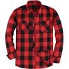 JupiterSecret Camicia in flanella da uomo, a maniche lunghe, a quadretti, vestibilità normale, con colletto a bottone, tasca sul petto, Colore: rosso, L