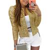 Minetom Paillettes Blazer Donna Giacca con Paillettes Casual Manica Lunga Glitter Party Lucido Risvolto Cappotto Rave Capispalla Cappotti A Oro M