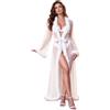 ohyeahlady Accappatoio Donna con Piume Taglie Forti Kimono in Tulle A Maniche Lunghe Vestaglia con Cintura Cardigan Pigiama Lingerie Curvy