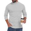PrinStory Maglia da uomo a maniche lunghe, con scollo rotondo, a collo alto, felpa leggera, grigio chiaro, S